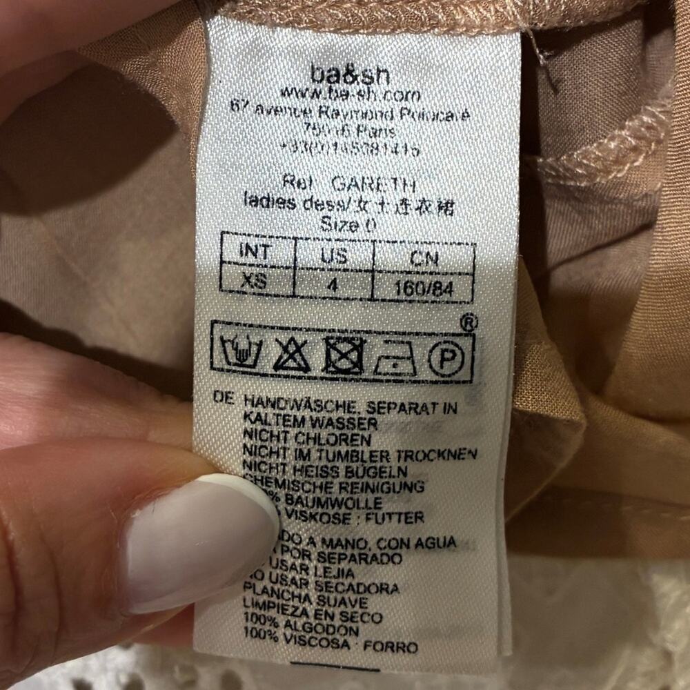 BA&SH Cream Gareth Eyelet Short Sleeve Shift Dress Sz 0 - Picture 7 of 11